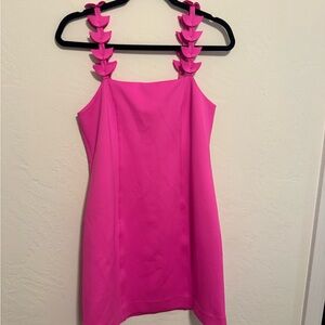 Lilly Pulitzer Hot Pink Shift Dress with Leaf-Link Straps